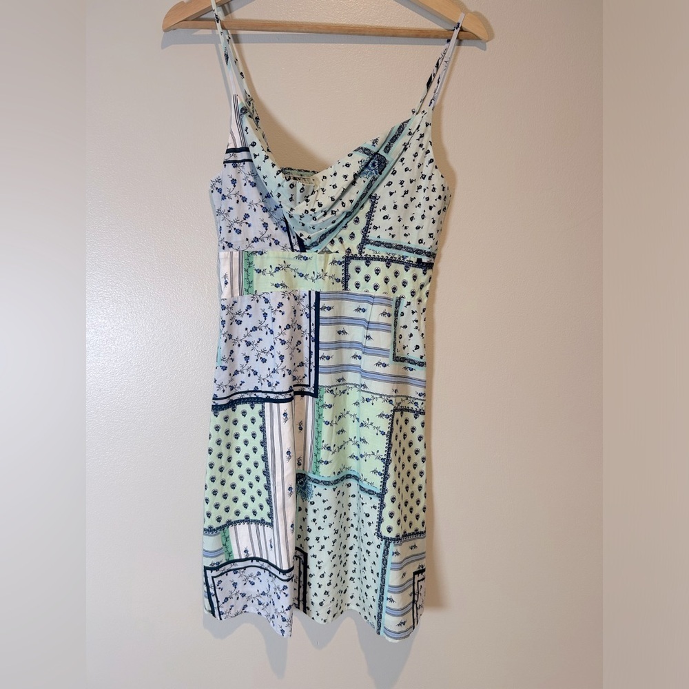 LOFT Blue and Green Patchwork Cami Mini Dress NWT - image 6